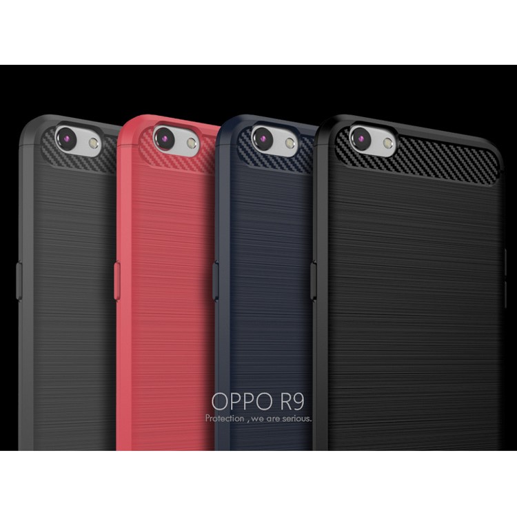 IPAKY Shockproof Brushed TPU Gel Phone Case for Oppo R9s - Black-8