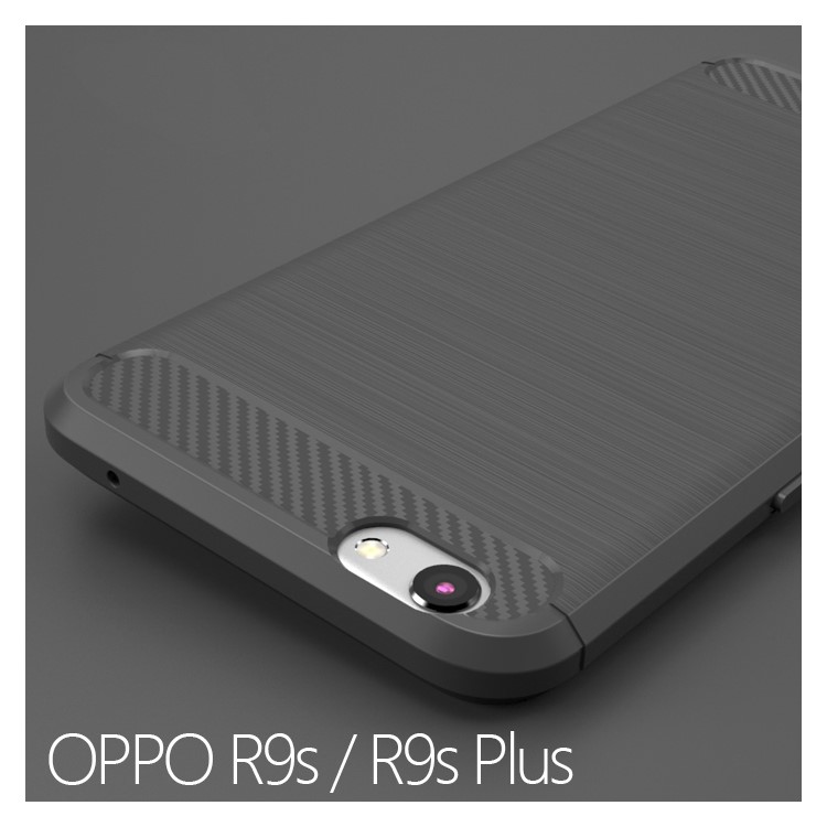 IPAKY Shockproof Brushed TPU Gel Phone Cover for Oppo R9s - Grey-2