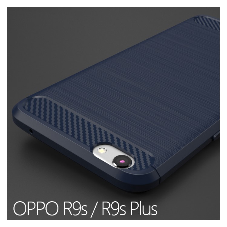 IPAKY gebürstet stoßfest Handyhülle (TPU) für Oppo R9s - dunkelblau-2