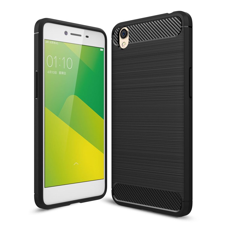 Carbon Fibre Brushed TPU Case for Oppo A37 - Black-1