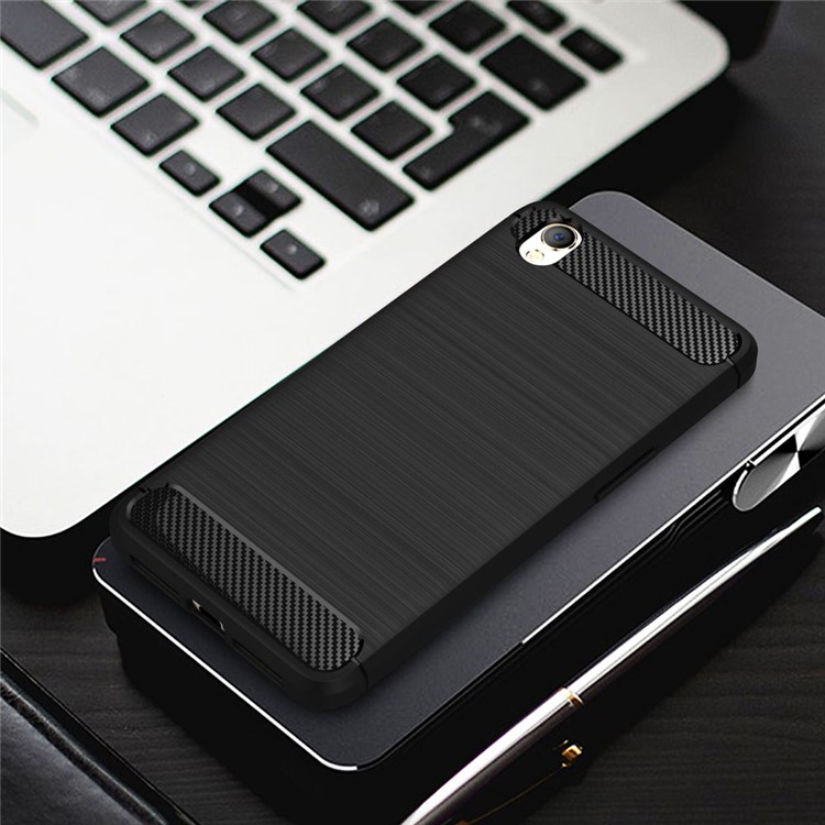 Carbon Fibre Brushed TPU Case for Oppo A37 - Black-10