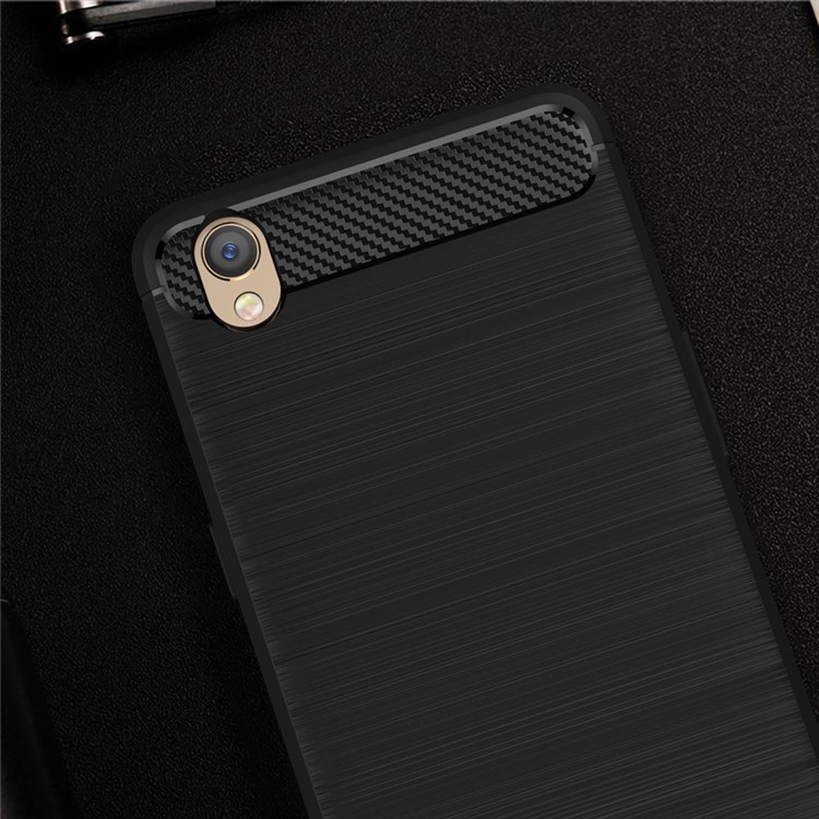 Carbon Fibre Brushed TPU Case for Oppo A37 - Black-11