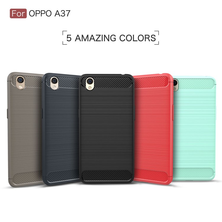 Carbon Fibre Brushed TPU Case for Oppo A37 - Black-12