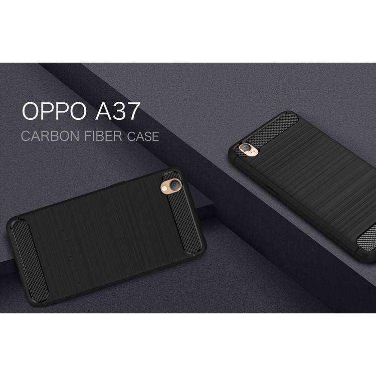 Carbon Fibre Brushed TPU Case for Oppo A37 - Black-2