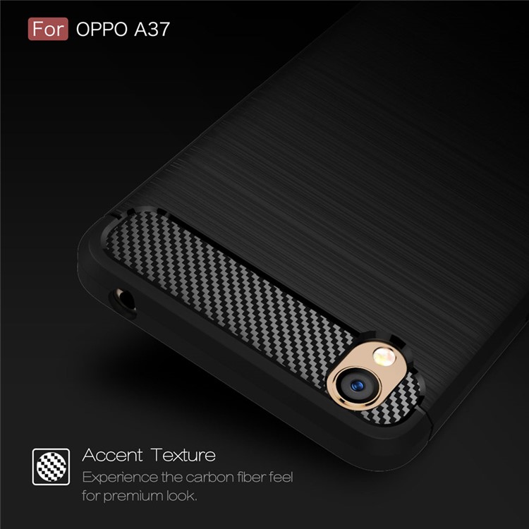 Carbon Fibre Brushed TPU Case for Oppo A37 - Black-5