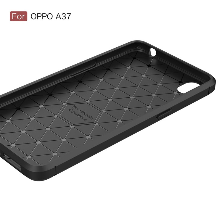 Carbon Fibre Brushed TPU Case for Oppo A37 - Black-6