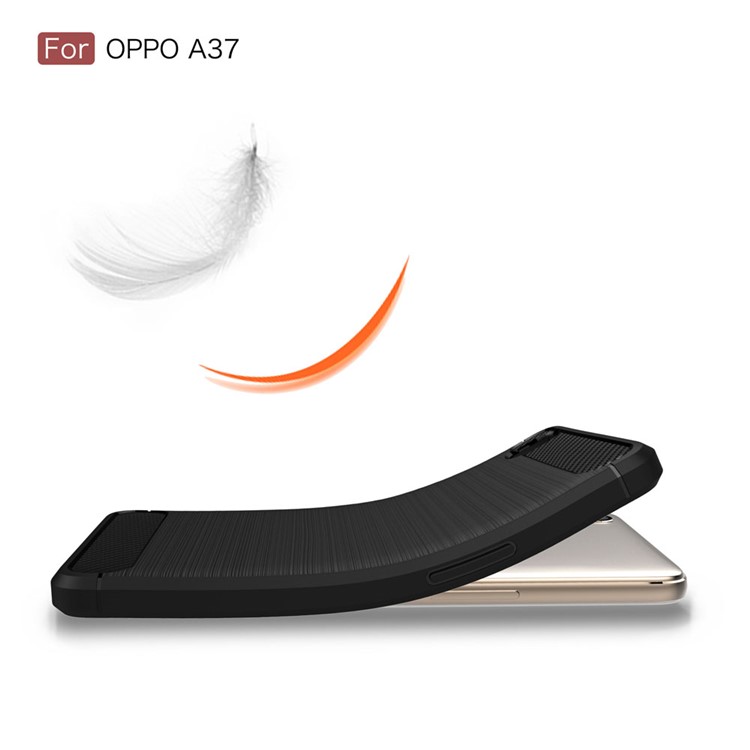 Carbon Fibre Brushed TPU Case for Oppo A37 - Black-8