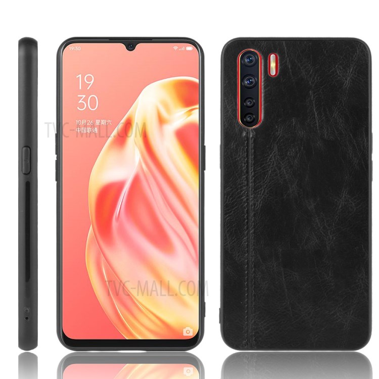 PC + TPU + PU Leather Phone Casing for OPPO A91 - Black-1