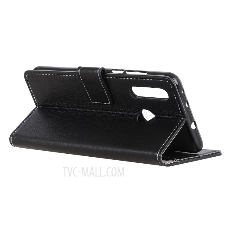 Litchi Skin Leather Wallet Stand Case for OPPO A8 - Black-4