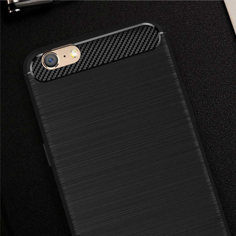 Carbon Fiber Texture Brushed TPU Phone Case for Oppo A39 - Black-11