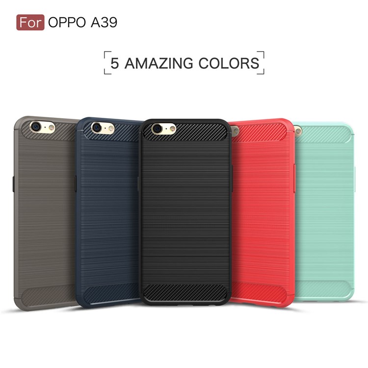 Carbon Fiber Texture Brushed TPU Phone Case for Oppo A39 - Black-12