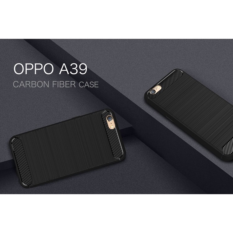Carbon Fiber Texture Brushed TPU Phone Case for Oppo A39 - Black-2