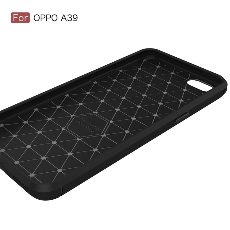 Carbon Fiber Texture Brushed TPU Phone Case for Oppo A39 - Black-6