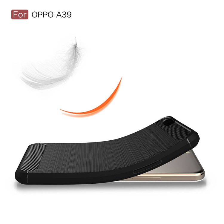 Carbon Fiber Texture Brushed TPU Phone Case for Oppo A39 - Black-8