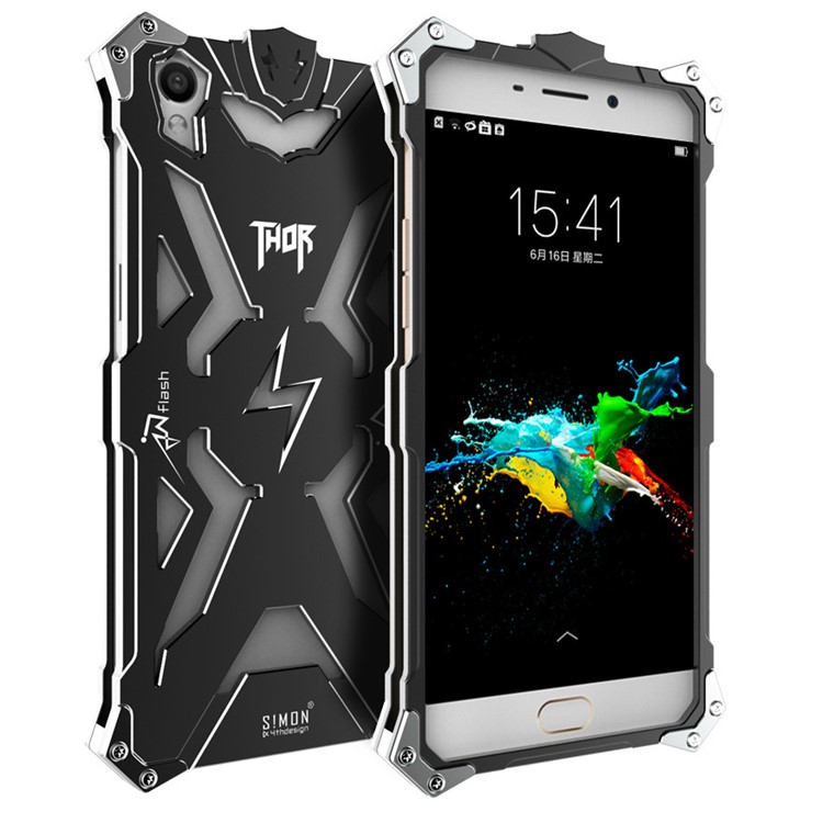 For Oppo R9/F1 Plus Cool Aviation Aluminum Metal Armor Cell Phone Cover - Black-1