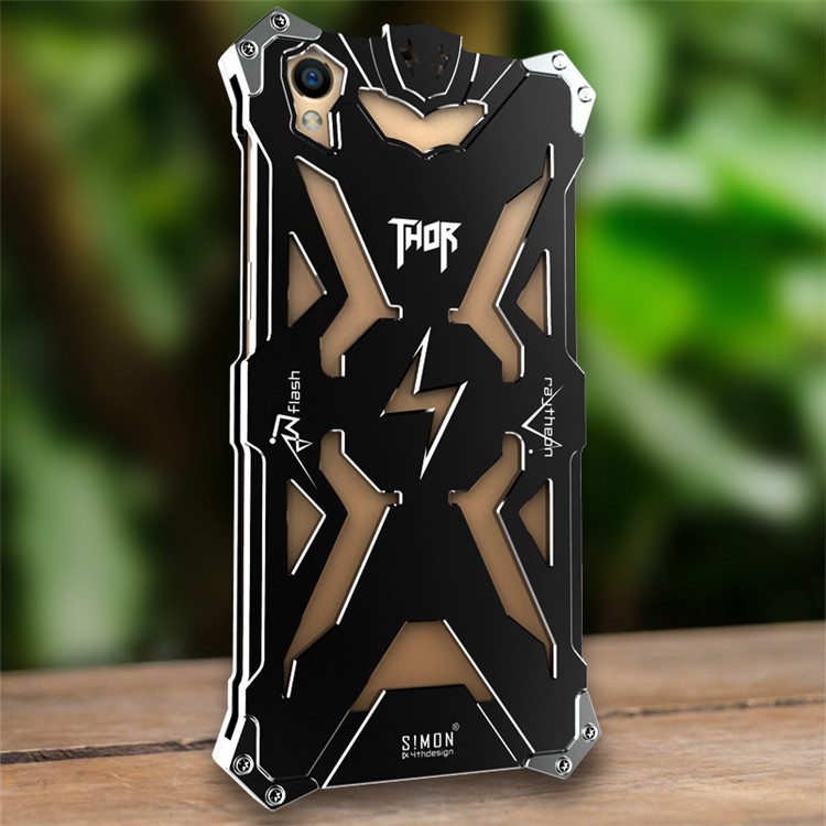 For Oppo R9/F1 Plus Cool Aviation Aluminum Metal Armor Cell Phone Cover - Black-2