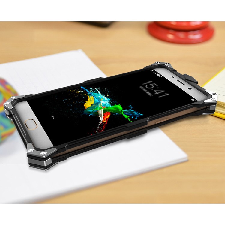 For Oppo R9/F1 Plus Cool Aviation Aluminum Metal Armor Cell Phone Cover - Black-3