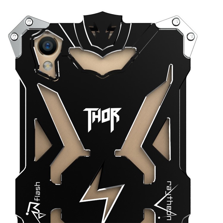 For Oppo R9/F1 Plus Cool Aviation Aluminum Metal Armor Cell Phone Cover - Black-4