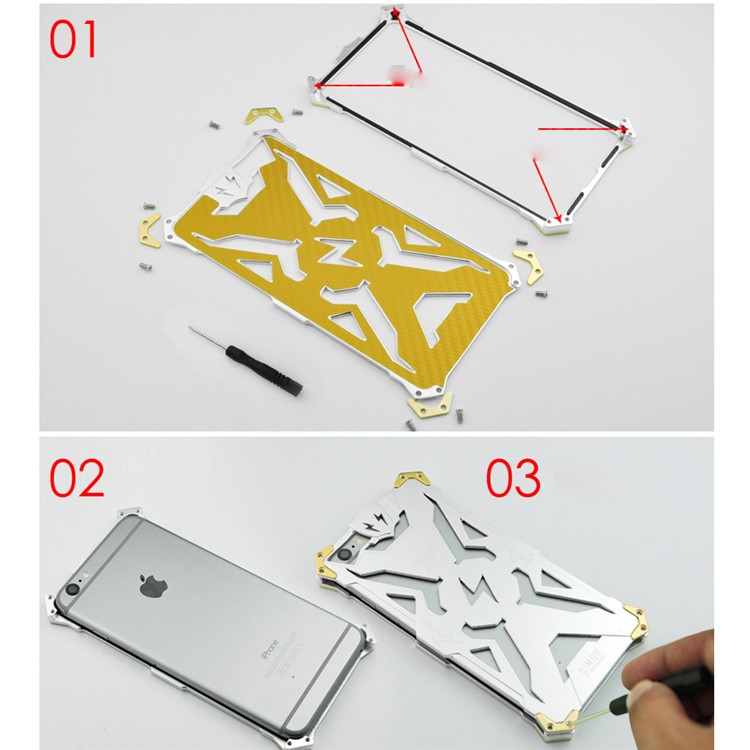 For Oppo R9/F1 Plus Cool Aviation Aluminum Metal Armor Cell Phone Cover - Black-7