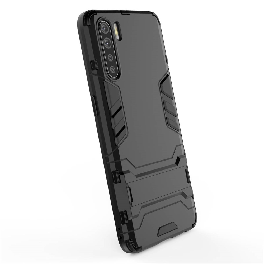 Cool Guard Hybrid PC + TPU Mobile Shell with Kickstand for OPPO A91/F15 - Black-4