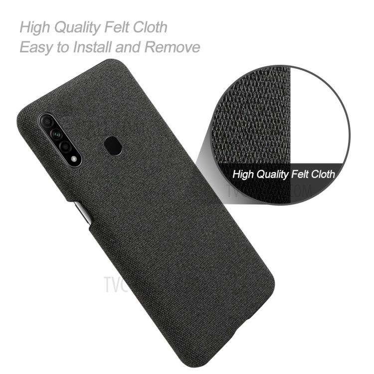 KSQ Cloth Coated Plastic Durable Phone Protection Case for Oppo A8/A31 (2020) - Black-4