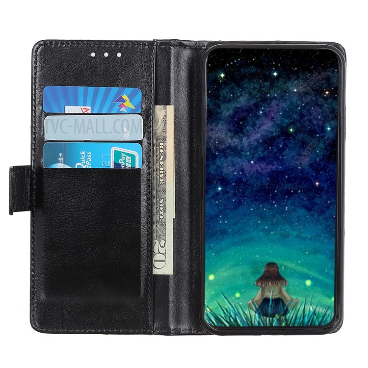 Rivet Decorated Crazy Horse Leather Wallet Stand Case for OPPO Find X2 - Black-2