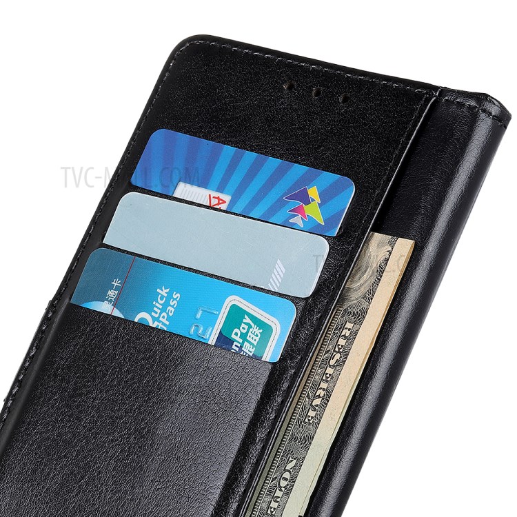 Rivet Decorated Crazy Horse Leather Wallet Stand Case for OPPO Find X2 - Black-8