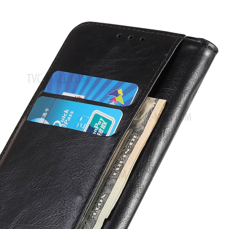 Crazy Horse Auto-absorbed Split Leather Wallet Phone Cover for Realme X50 5G - Black-4