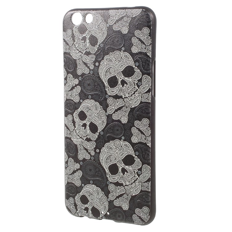 For Oppo R9s Patterned TPU Cover Embossment Case - Paisley Skulls-2