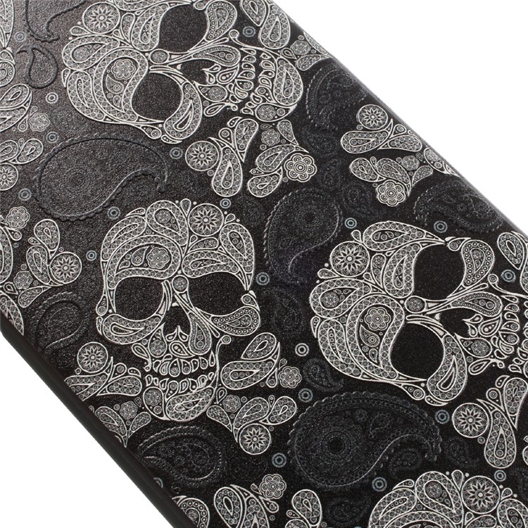 For Oppo R9s Patterned TPU Cover Embossment Case - Paisley Skulls-3