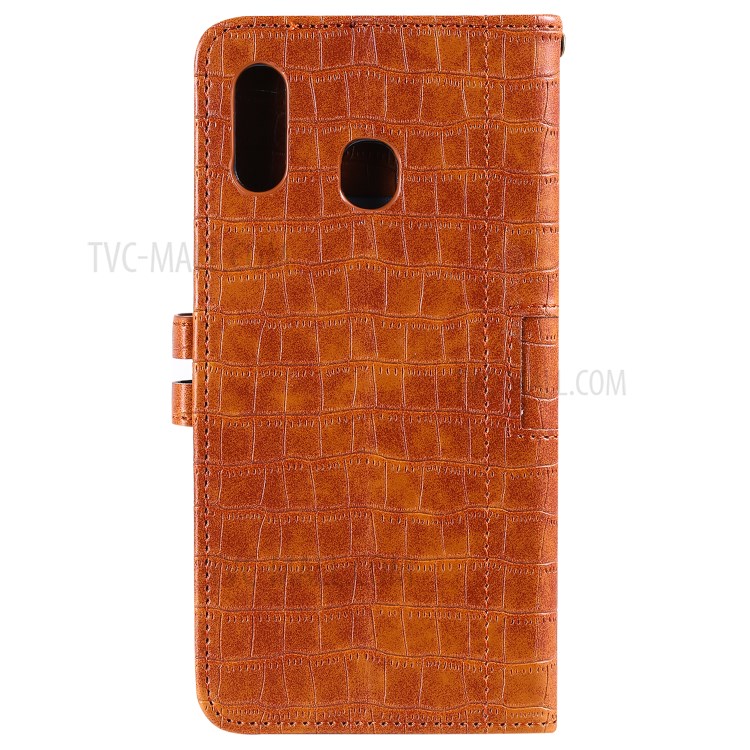 Crocodile Texture Wallet Phone Cover Stand Leather Case for Oppo A8 - Brown-3