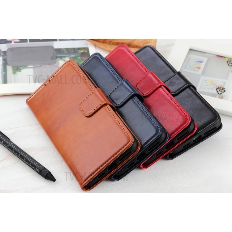 Crazy Horse Skin Wallet Leather Stand Phone Case for Oppo Find X2 Pro - Black-11