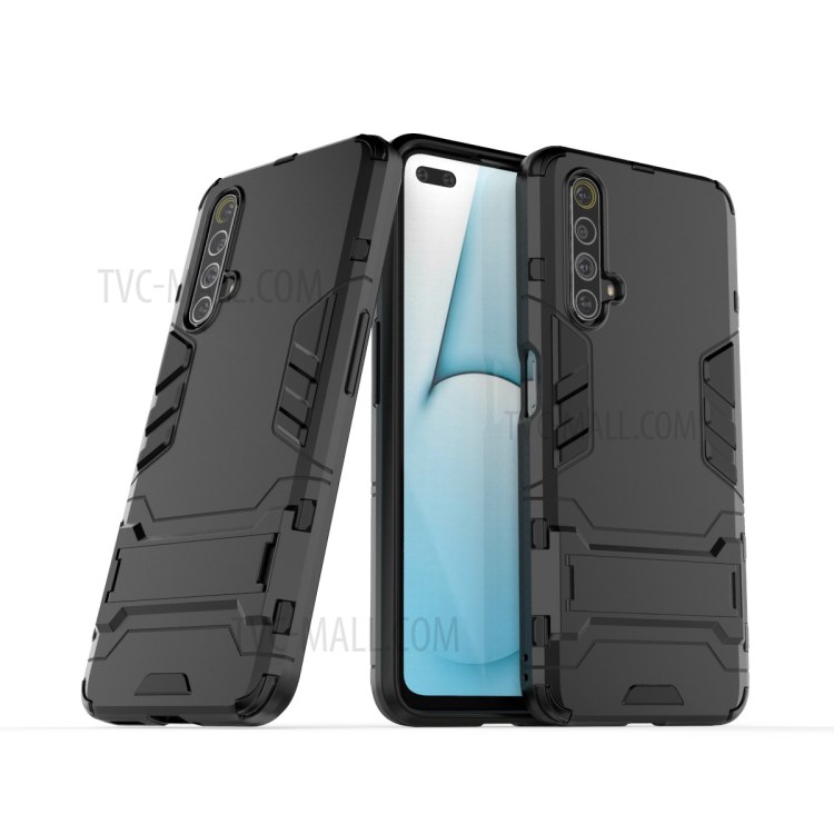 Plastic + TPU Hybrid Case with Kickstand for Realme X50 5G - Black-1