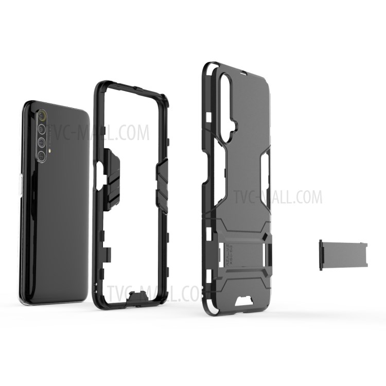 Plastic + TPU Hybrid Case with Kickstand for Realme X50 5G - Black-3