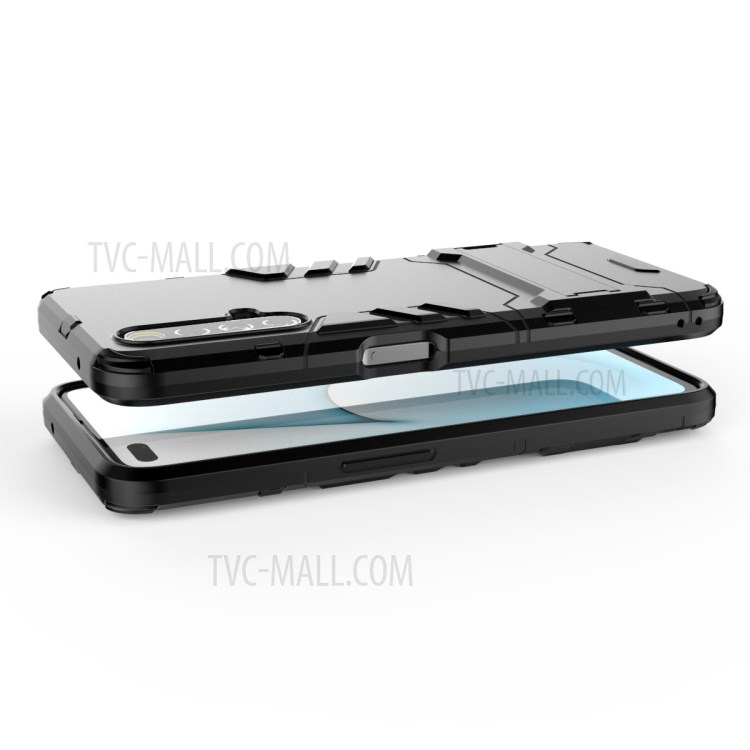 Plastic + TPU Hybrid Case with Kickstand for Realme X50 5G - Black-4