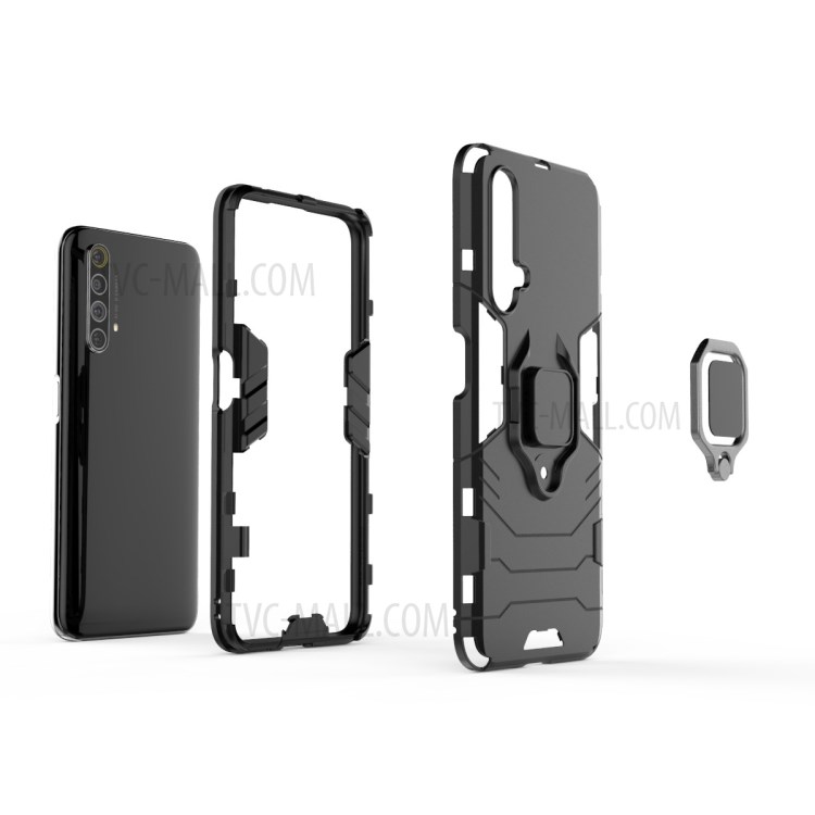 Cool Guard PC + TPU Hybrid Case with Kickstand for Realme X50 5G - Black-3