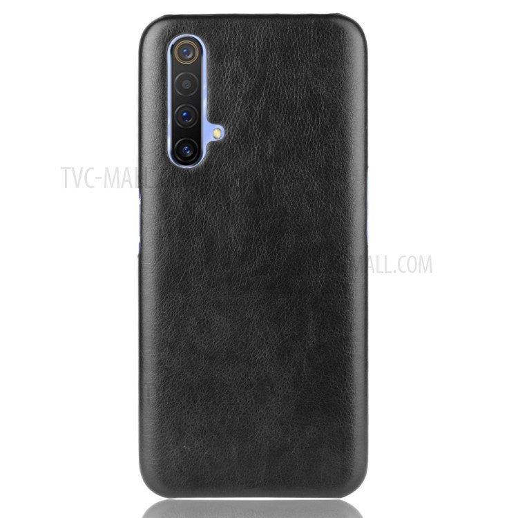 Litchi Skin Leather Coated Hard PC Back Protection Shell for Realme X50 5G - Black-2