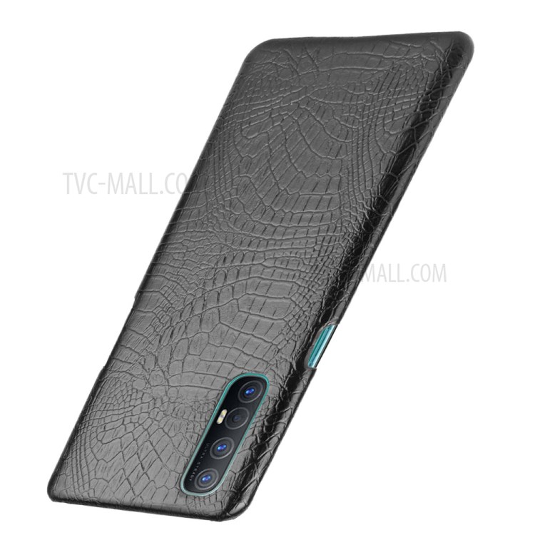 Crocodile Skin PU Leather Coated Hard PC Case Shell for Oppo Reno3 Pro - Black-3