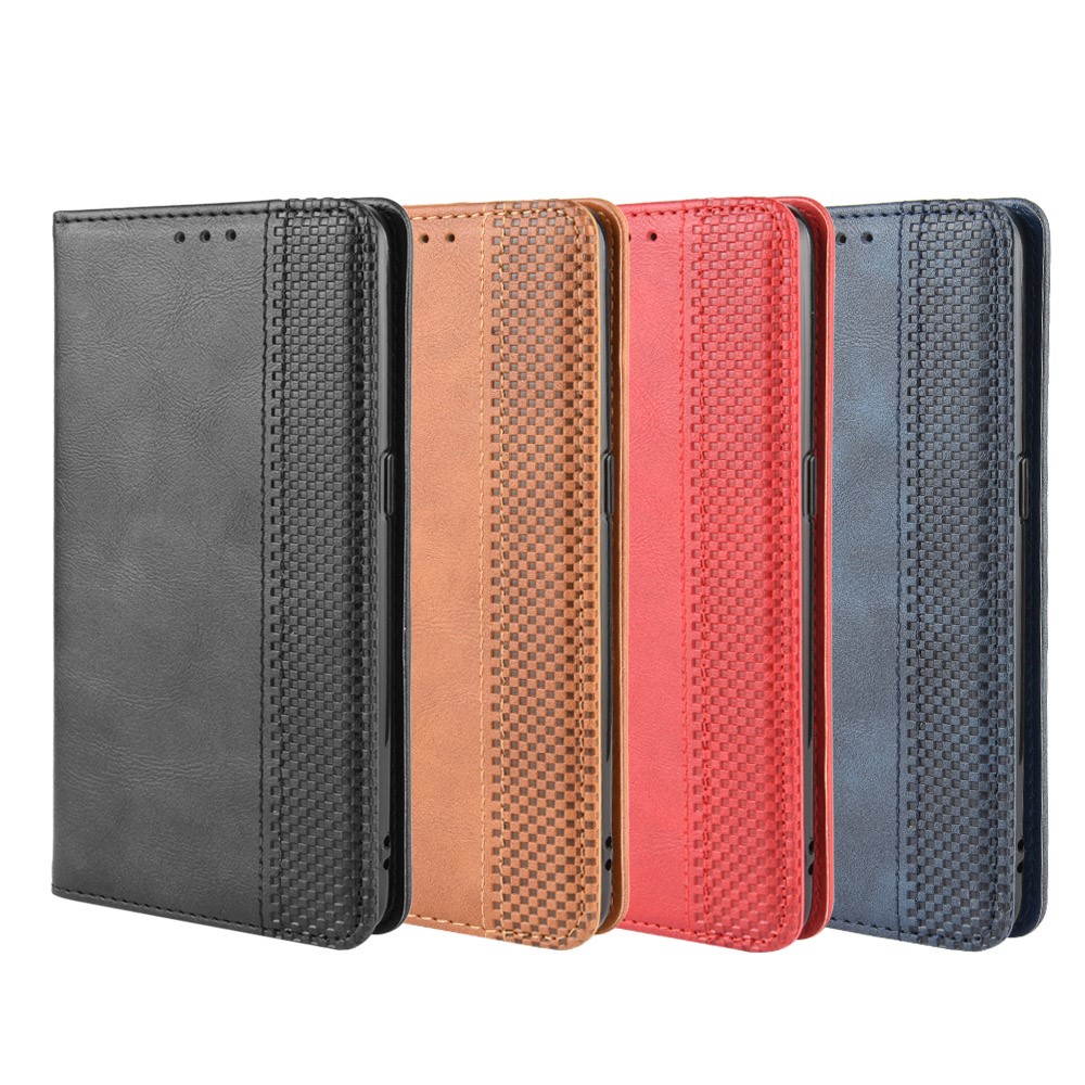 Vintage Style Magnetic Leather Wallet Phone Cover for OPPO A91/F15 - Black-12