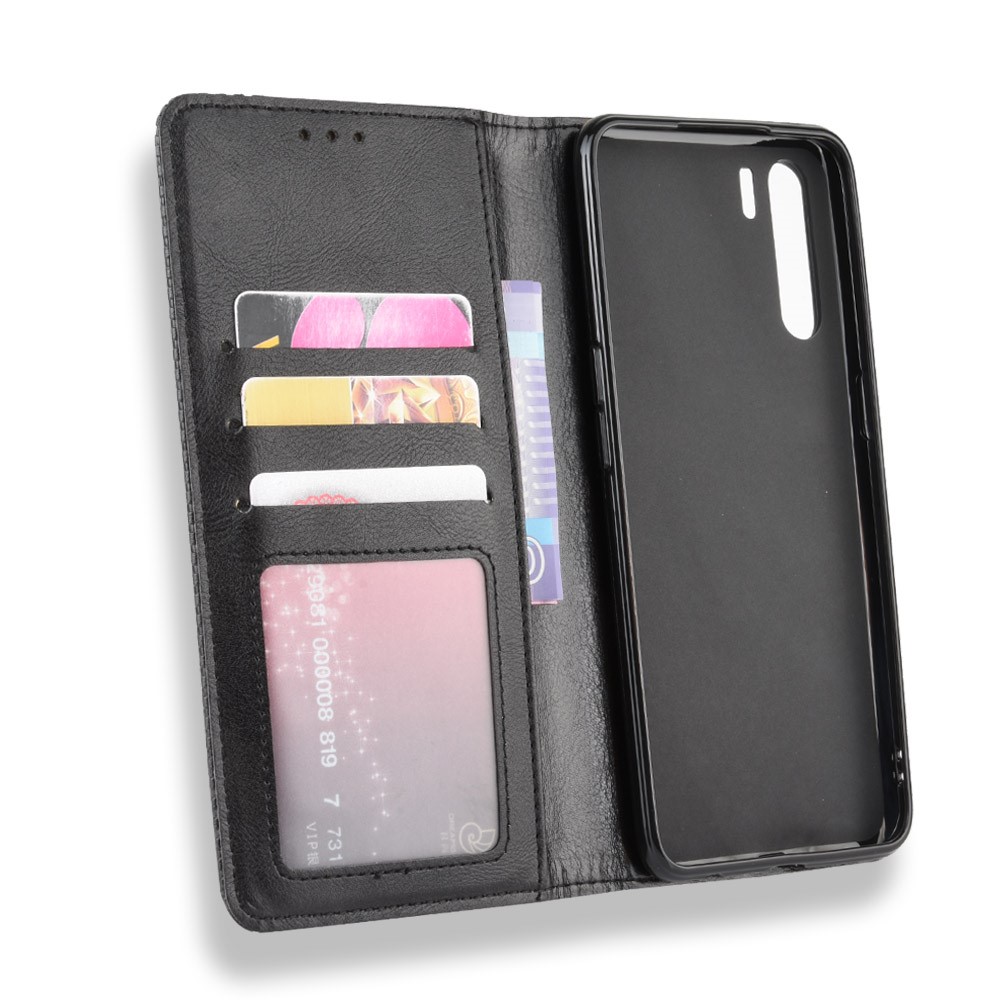 Vintage Style Magnetic Leather Wallet Phone Cover for OPPO A91/F15 - Black-3