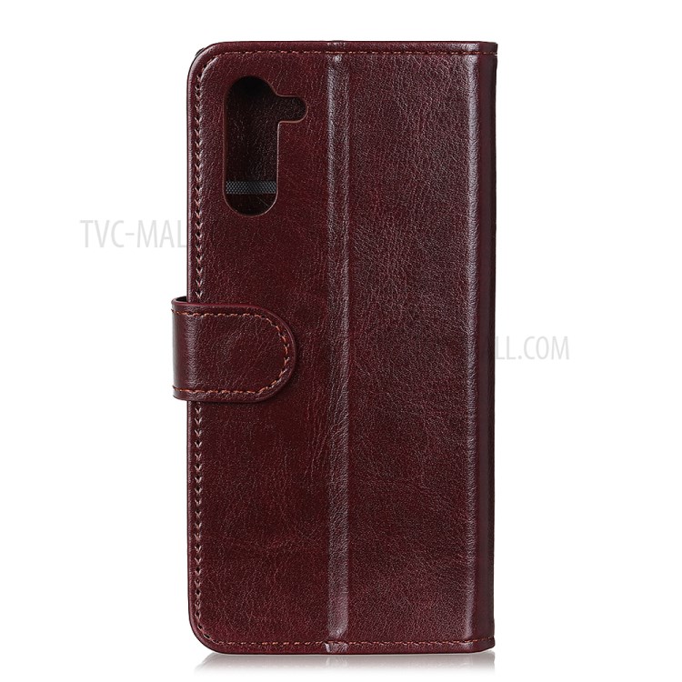 Crazy Horse Texture Leather Wallet Phone Shell for Realme 6 Pro - Brown-3