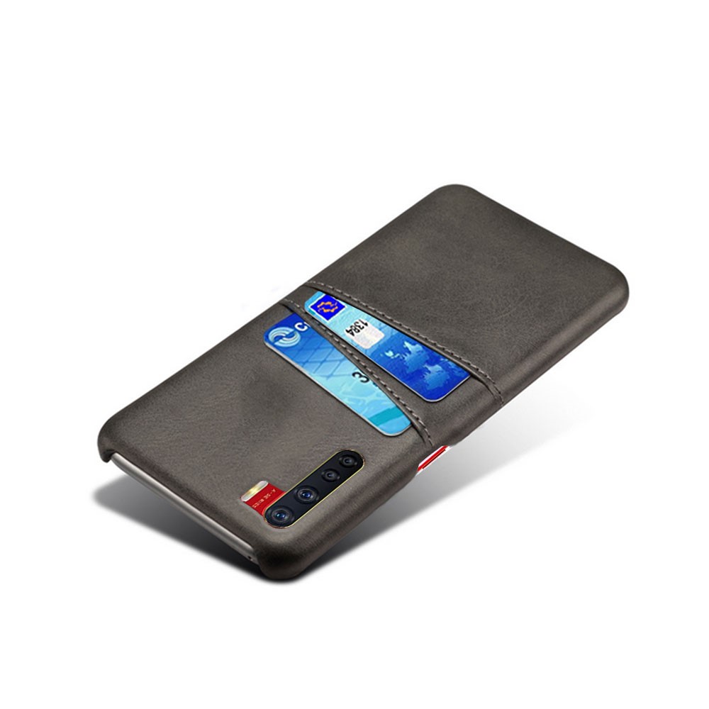 KSQ with Double Card Slots PU Leather Coated PC Shell for Oppo A91 - Black-3