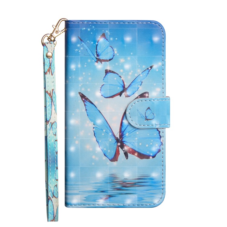 Light Spot Decor Patterned Leather Wallet Stand Case for OPPO A5 (2020)/A9 (2020)/A11x - Blue Butterfly-2