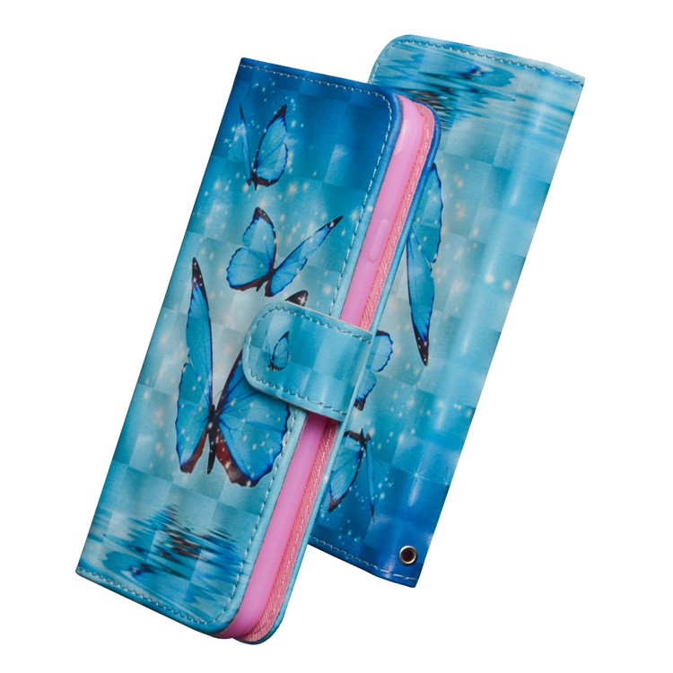 Light Spot Decor Patterned Leather Wallet Stand Case for OPPO A5 (2020)/A9 (2020)/A11x - Blue Butterfly-4