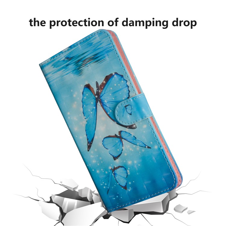 Light Spot Decor Patterned Leather Wallet Stand Case for OPPO A5 (2020)/A9 (2020)/A11x - Blue Butterfly-5