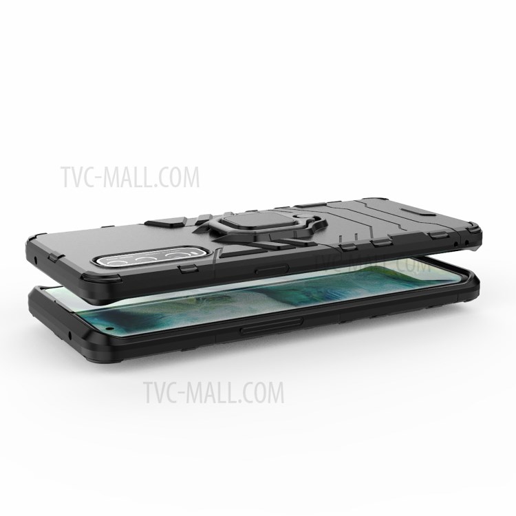 Ring Holder Kickstand PC + TPU Hybrid Case Accessory for Oppo Find X2 - Black-6