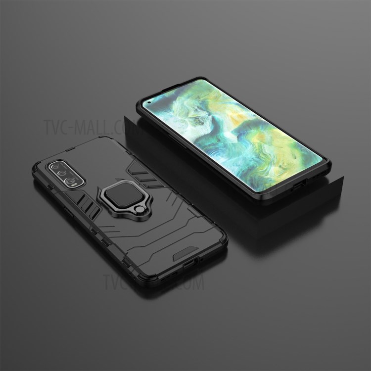 Ring Holder Kickstand PC + TPU Hybrid Case Accessory for Oppo Find X2 - Black-8