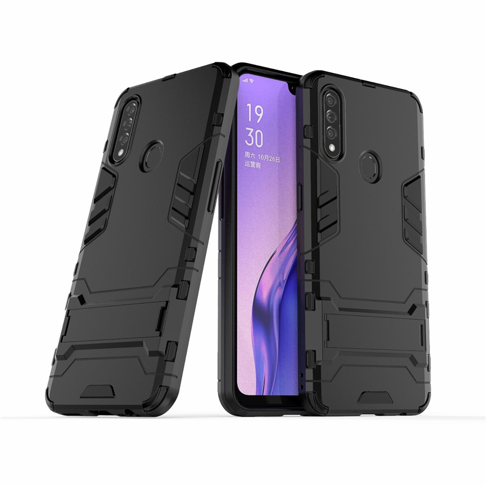 Cool Guard PC + TPU Hybrid Case with Kickstand for Oppo A8 / Oppo A31 (2020) - Black-2