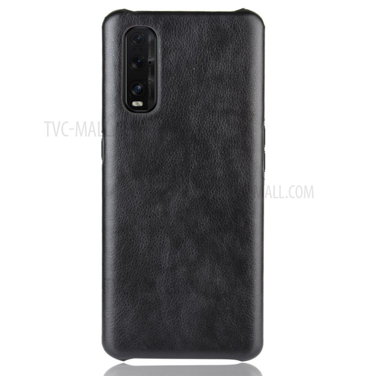 Litchi Skin Leather Coated PC Back Phone Shell for Oppo Find X2 - Black-2