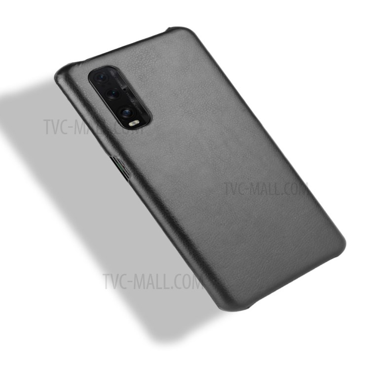 Litchi Skin Leather Coated PC Back Phone Shell for Oppo Find X2 - Black-4